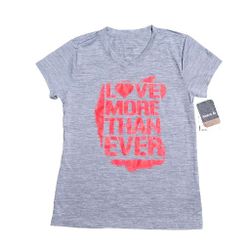 REEBOK Spacedye Love More Than Ever V-Neck Graphic Tee Girls Small


