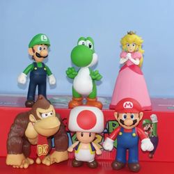6 Packs Mario Toys Bros Super Mary Princess, Turtle, Mushroom, Orangutan, Action Figures （ 5 Inch ）