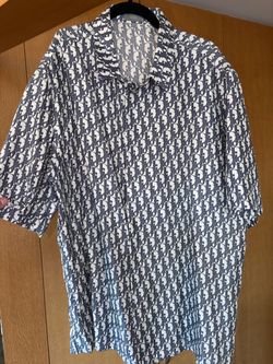Dior Oblique Silk Short Sleeve Shirt – Navy / White