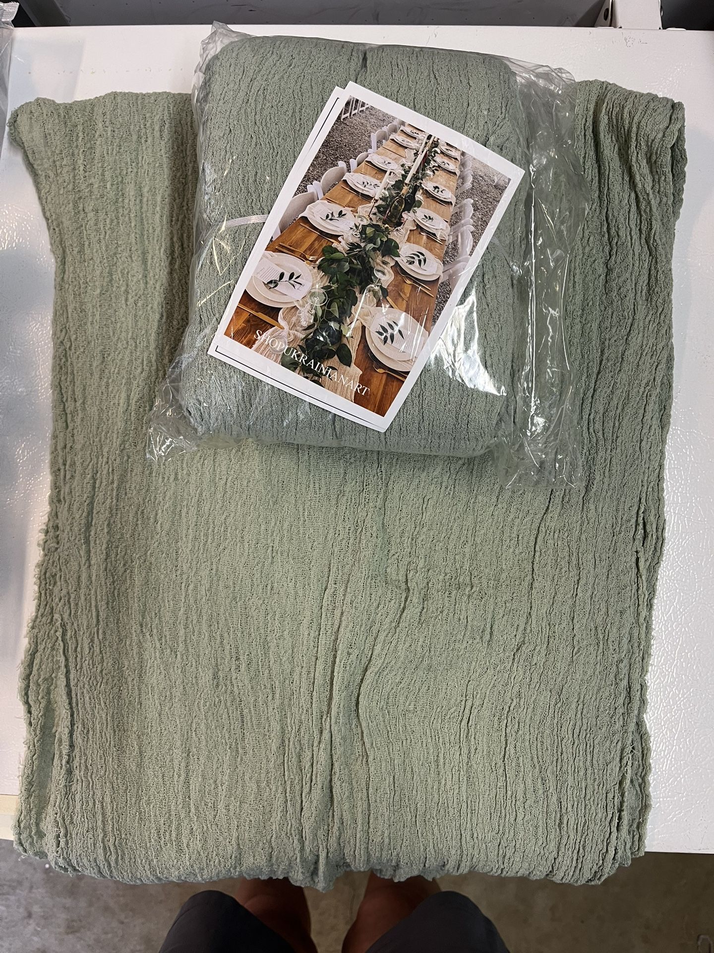 Gauze Table Runners Sage Green And Dusty Blue