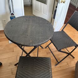 Patio Set Table And Chairs Wicker 1 Table And 2 Chars 