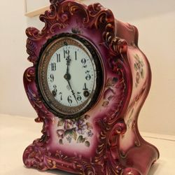 Antique Ansonia Mantle Clock In Beautiful Shape Porcelain New York USA "Wizard" 
