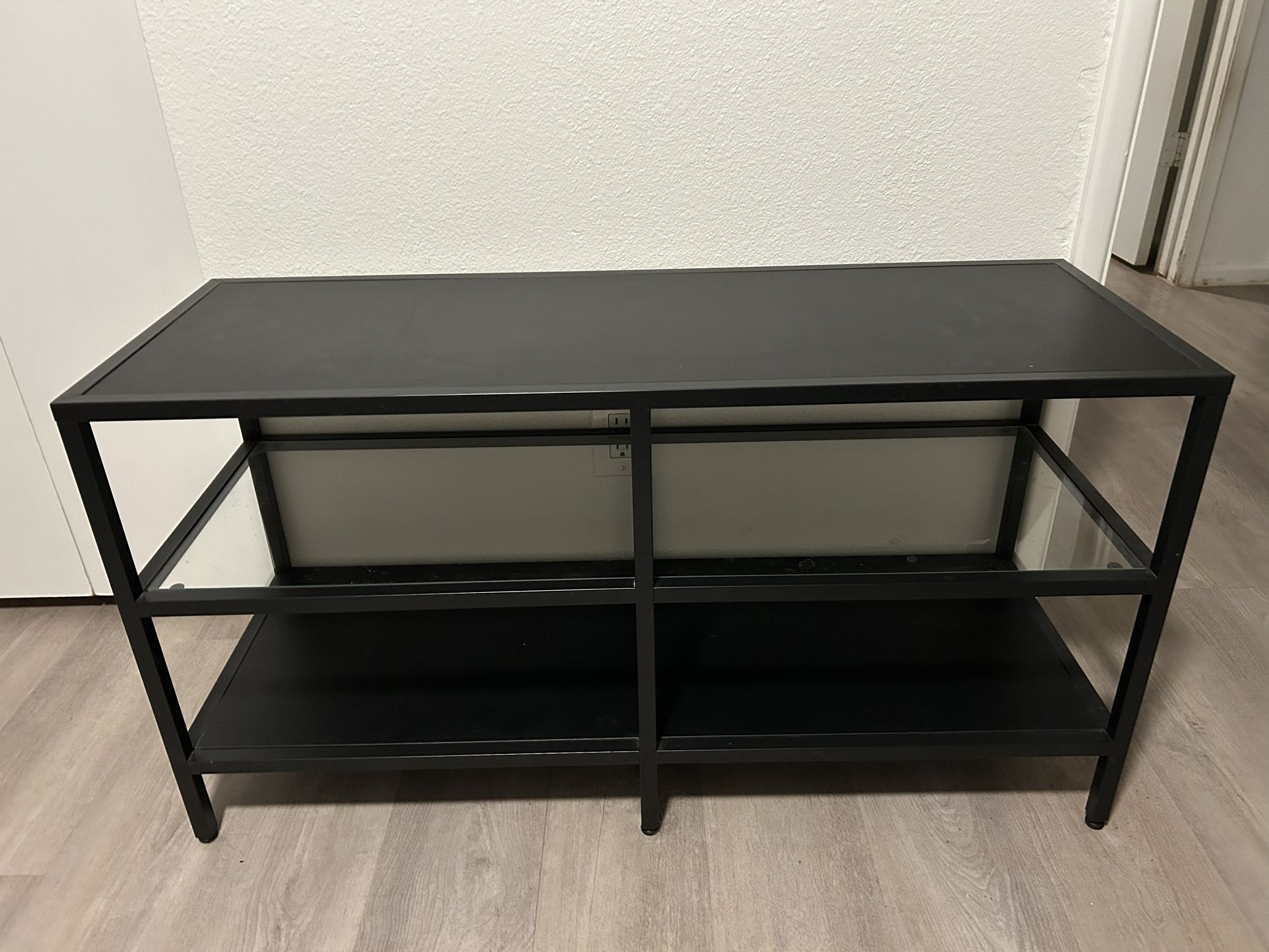 IKEA Black Metal And Glass Coffee Table