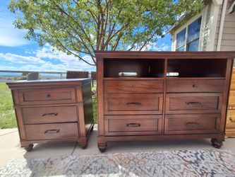 ✨ Heirloom Quality Cherry Wood Media Chest & Nightstand Set 🌟