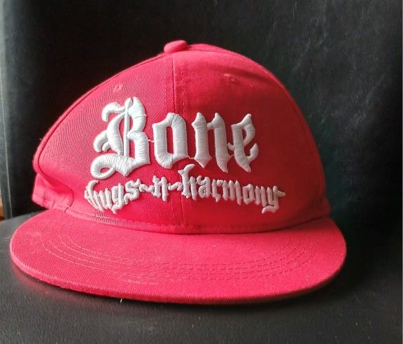 Bone Thugs N Harmony. Vintage Flat Bill 3-D Embroidered Red/White Baseball Cap.