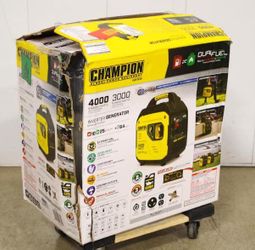 CHAMPION, 3000/4000W Dual Fuel RV Ready Portable Inverter Generator, M/N 201050, Unused, Distressed packaging