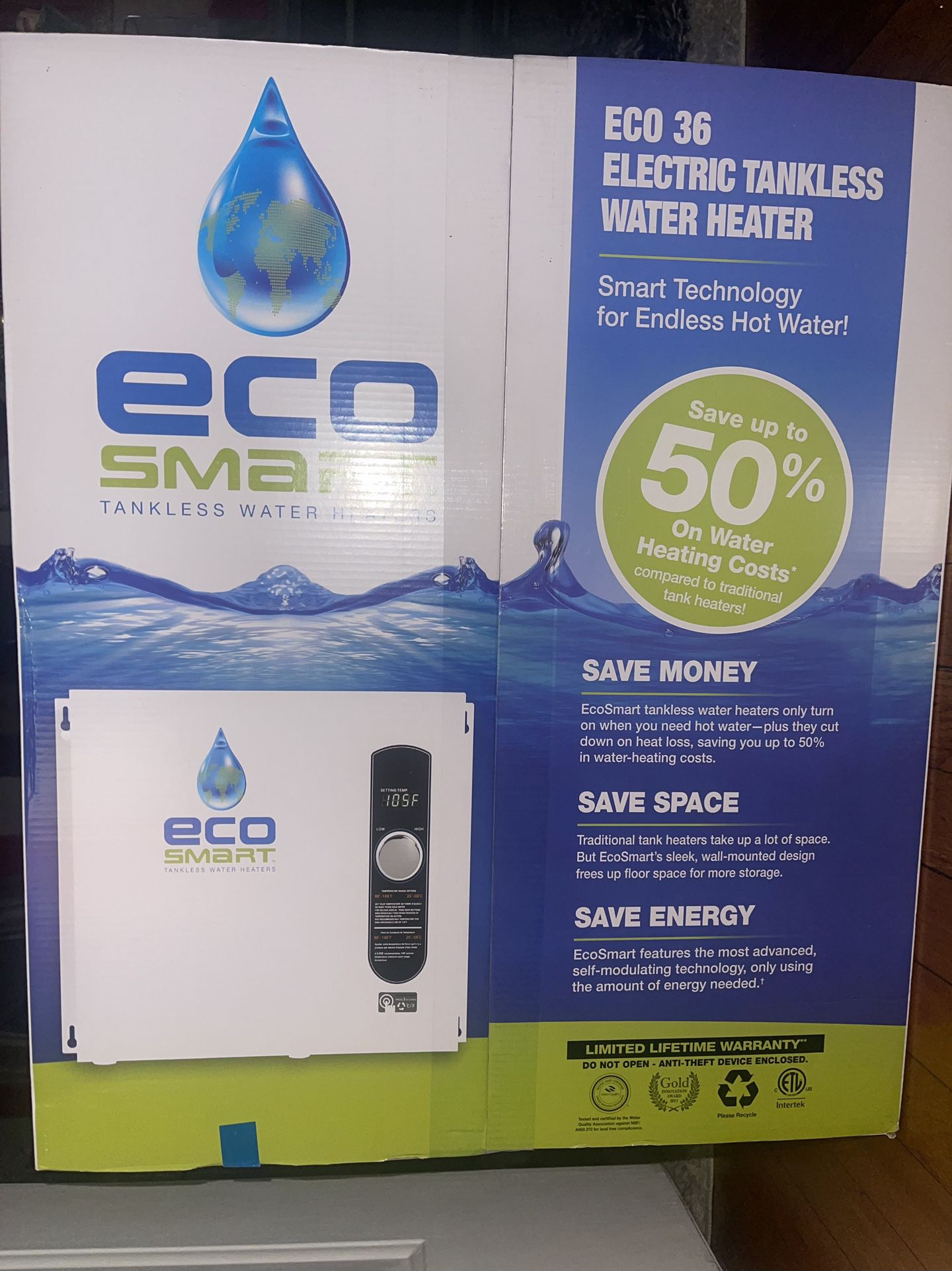 ECO 36 Tankless Electric Water Heater 36 kW 240 V with Inline Flow Restrictor