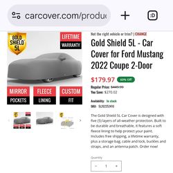 Car cover 2022 Ford Mustang Ecoboost premium