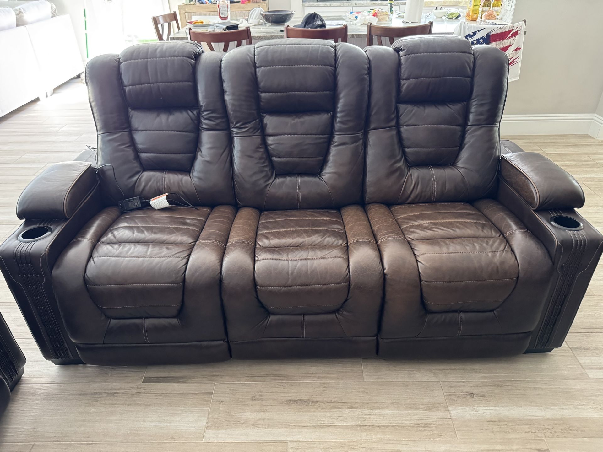 3 Piece Leather Sofa. Loveseat And Chair