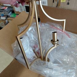 LNC aritik 11.8" 3 Light geometric cage Pendant light in modern gold, few available