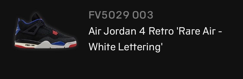 Air Jordan 4 Retro 'Rare Air - White Lettering'