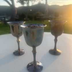 Vintage Valero Silverplate Goblets Set of 3  Cups Elegant Drinkware Collection