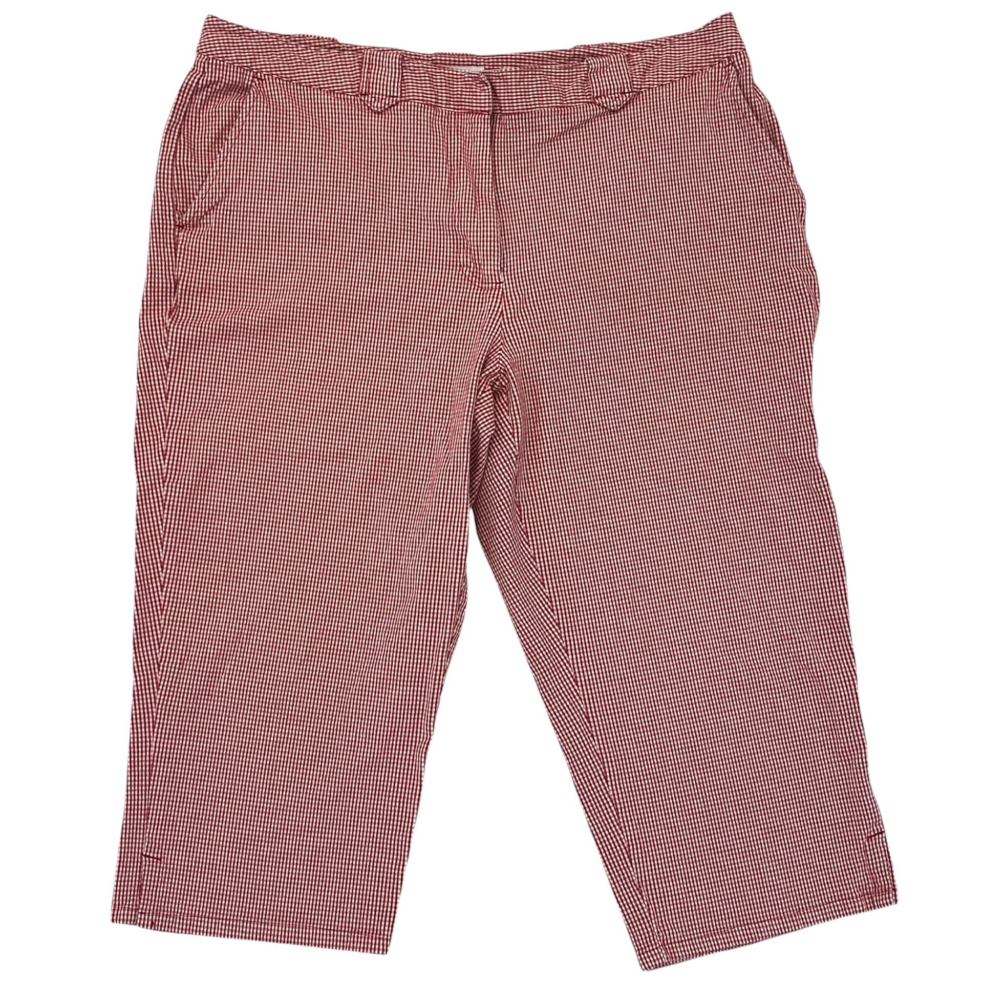 Liz Claiborne Villager Womens 16W Capri Pants Red White Check Stretch