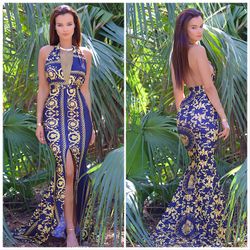 Versace Inspired Print Mermaid Dress