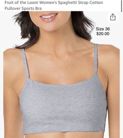 Fruit of the Loom Women's Spaghetti Strap Cotton Pullover Sports Bra Size 36