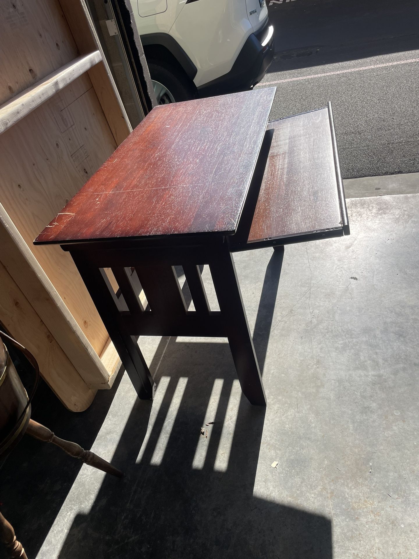 Folding Wood Computer/Workspace Desk with Pullout Shelve .