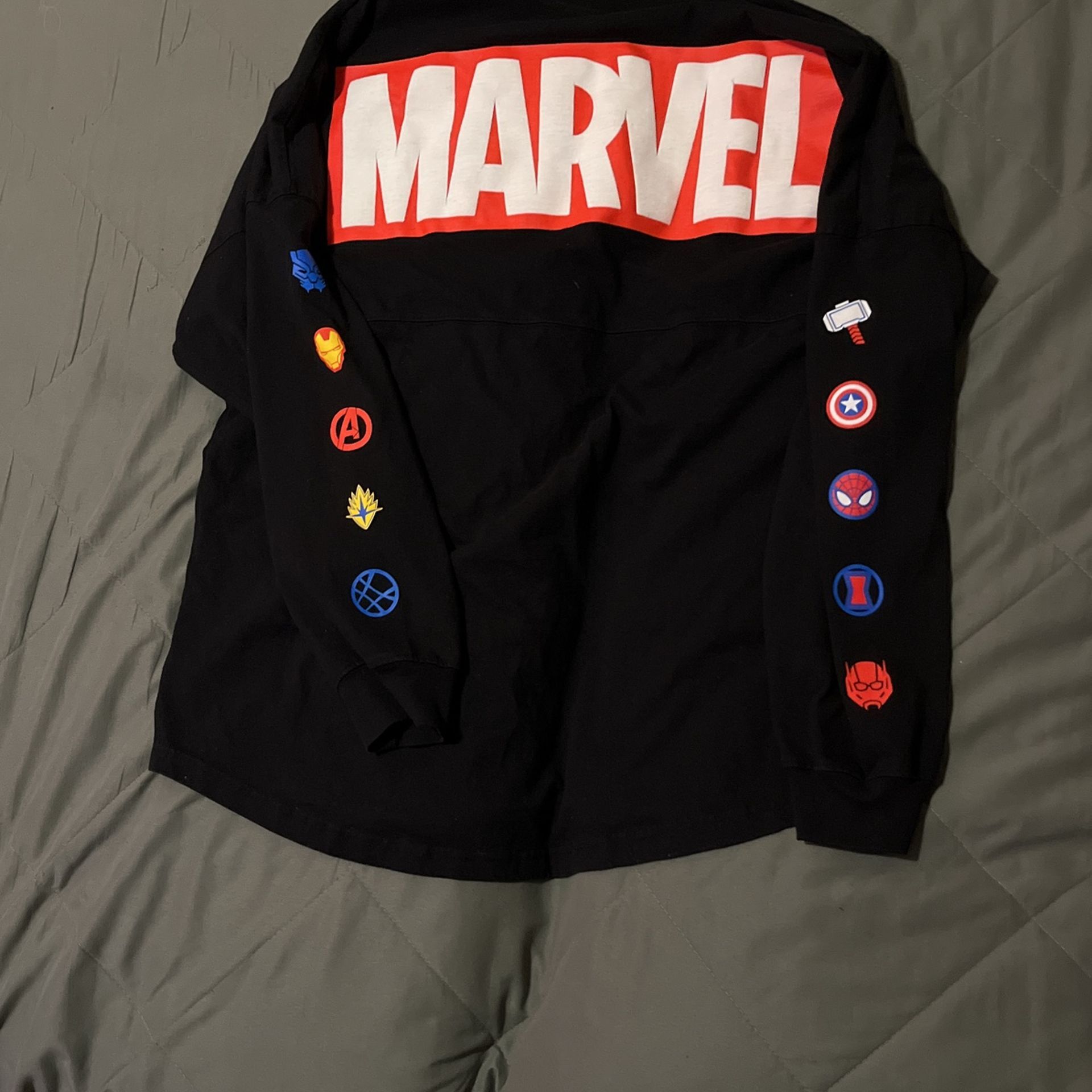 Marvel Disney Spirit Jersey Shirt Adult 2XL Black Long Sleeve Avengers