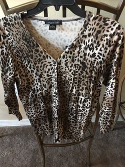 Leopard button up sweater