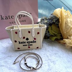 Kate Spade small tote Dottie Natural  lady bugs detail embroidered