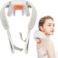 Cordless Shoulder Massager with Heat, Shiatsu Back and Neck Massager, Electric Deep Tissue 5D Kneading Massage Pillow for Shoulder, Leg, Body Muscle P