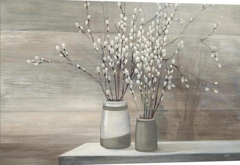 Modern Farmhouse Wall Decor Art, Farmhouse Floral Wall Art, Rustic Farmhouse Canvas Wall Art for Living Room Bedroom, Dogwood in a Vase Vintage Canvas
