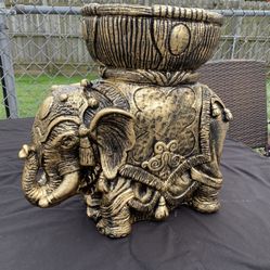 Large Painted and Elephant Planter Statue