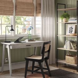 Paulo Wood Writing Desk with Drawer Weathered White