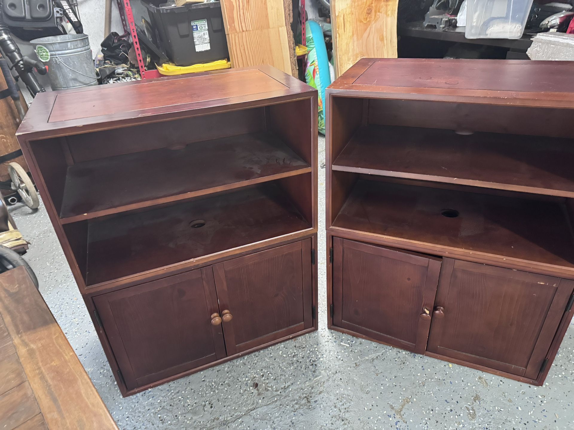 Two cherry wood shelves 