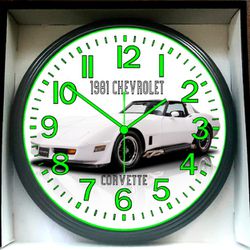 1981 Chevrolet Chevy Corvette Garage Shop Glow In The Dark Wall Clock New