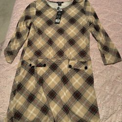 Nwt Womens Robert Louis Medium  Plaid Dress 
