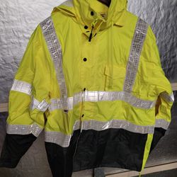 Yellow Reflective Rain Jacket Size S-M 