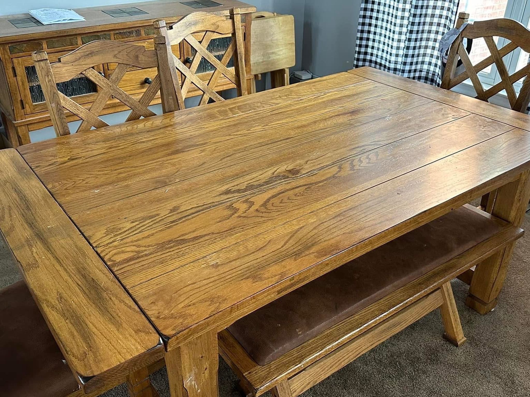 Dining Room Table/Chairs/Bench And Hutch Willing To Negotiate Price *Make An Offer*