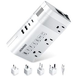 DOACE 220v to 110v Voltage Converter US to Europe: 350W 220 to 110 Voltage Converter for European Travel - International Power Adapter Plug Combo Step