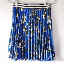NWT Ted Baker Blue floral pleated skirt with elastic waistband  size 6
