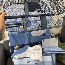 Nautica Kids Baby Crib Bedding 6 Pieces. Whales  Ocean Sea Animals 