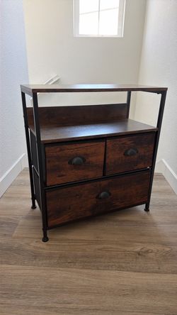 Industrial 3-Drawer Dresser with Open Shelf