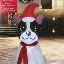 Airblown Inflatable New In Box Christmas French Bulldog / Bulldog Frances Navideno $20
