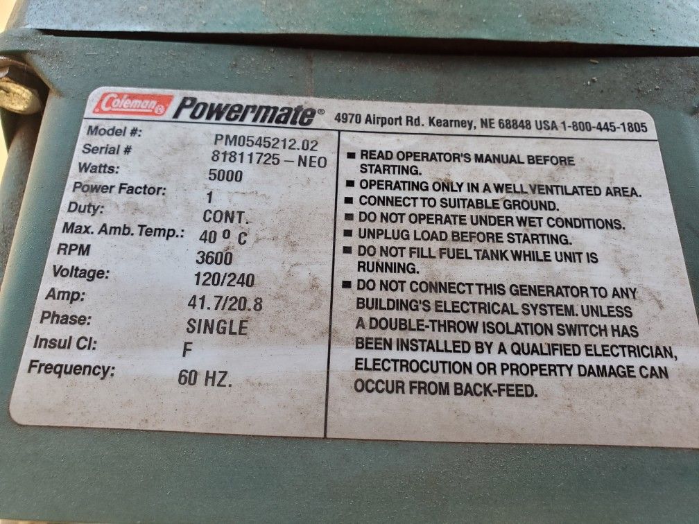 Powermate 5000 generator