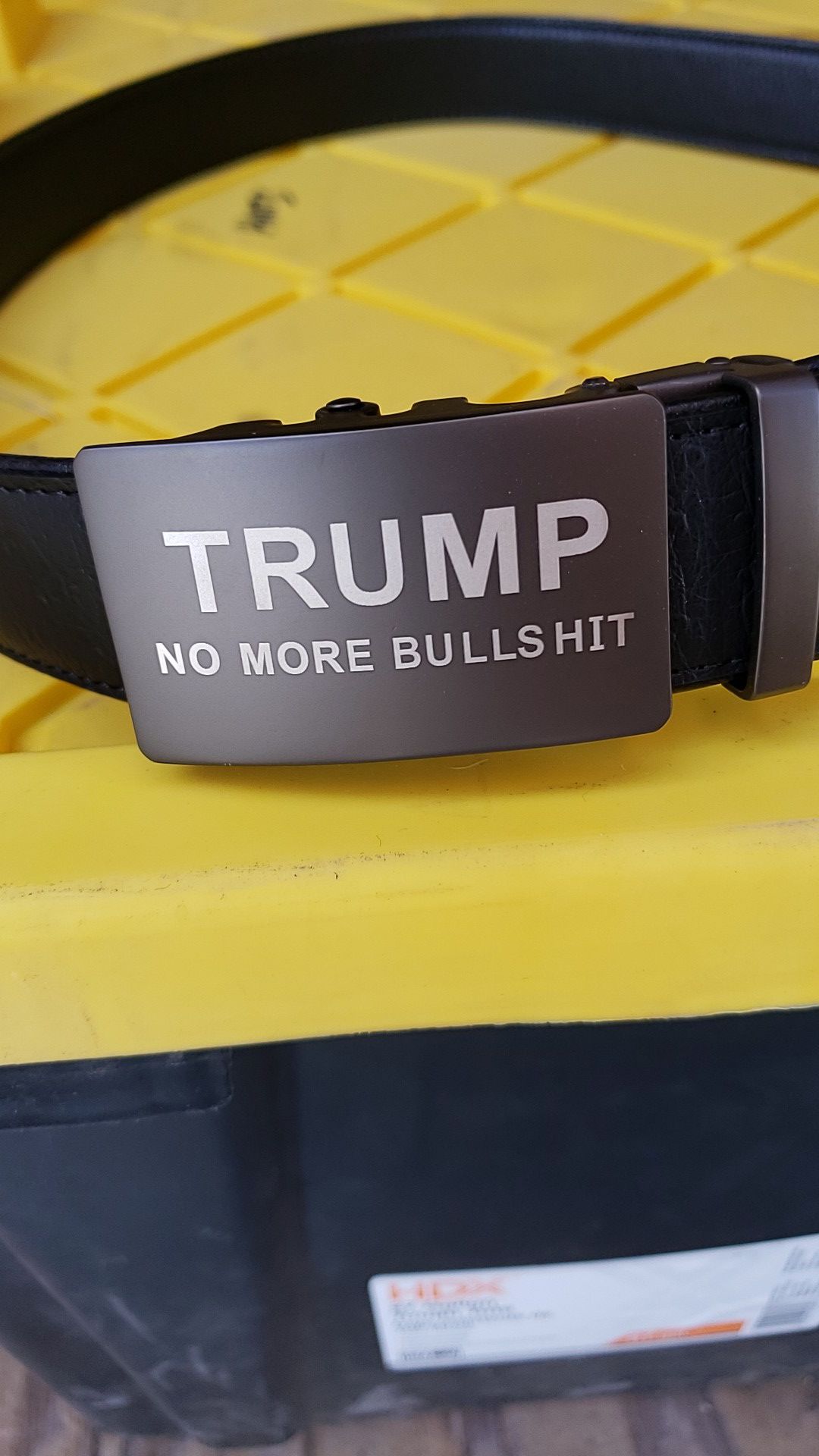 Ratcheting belt buckle, Trump no more BS
