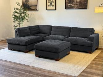 Costco Dark Grey Sectional Couch with Ottoman