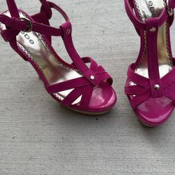 Bebe Magenta Espadrille Platform Heel Sandals Size 8