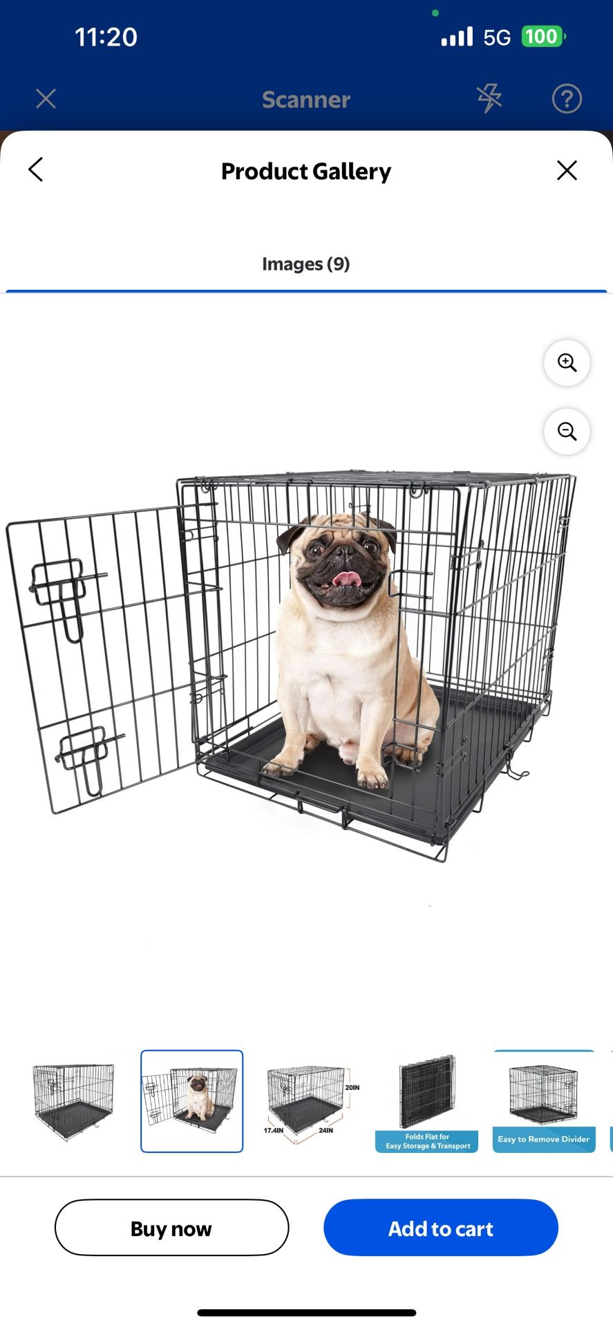 Vibrant Life Single-Door Folding Dog Crate with Divider, 24"