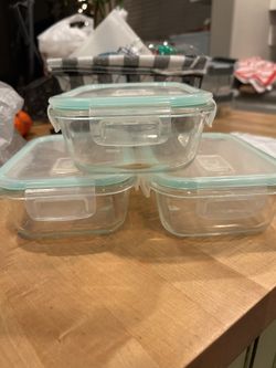 3 Glass Meal Prep Containers W/snap Top