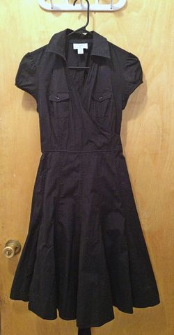 LOFT Short Sleeve Black Dress, Size 4P