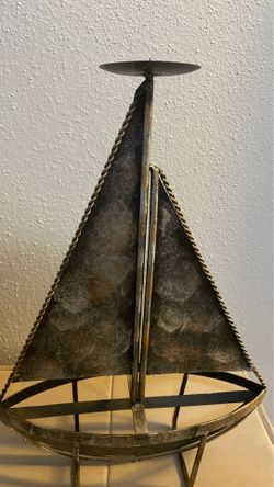 Metal Sailboat candle holder