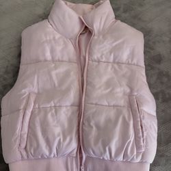 Women’s Baby Pink Cropped Puffer Vest 