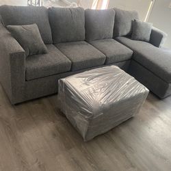 Grey Sectional With Ottoman ‼️brand New In Stock ‼️