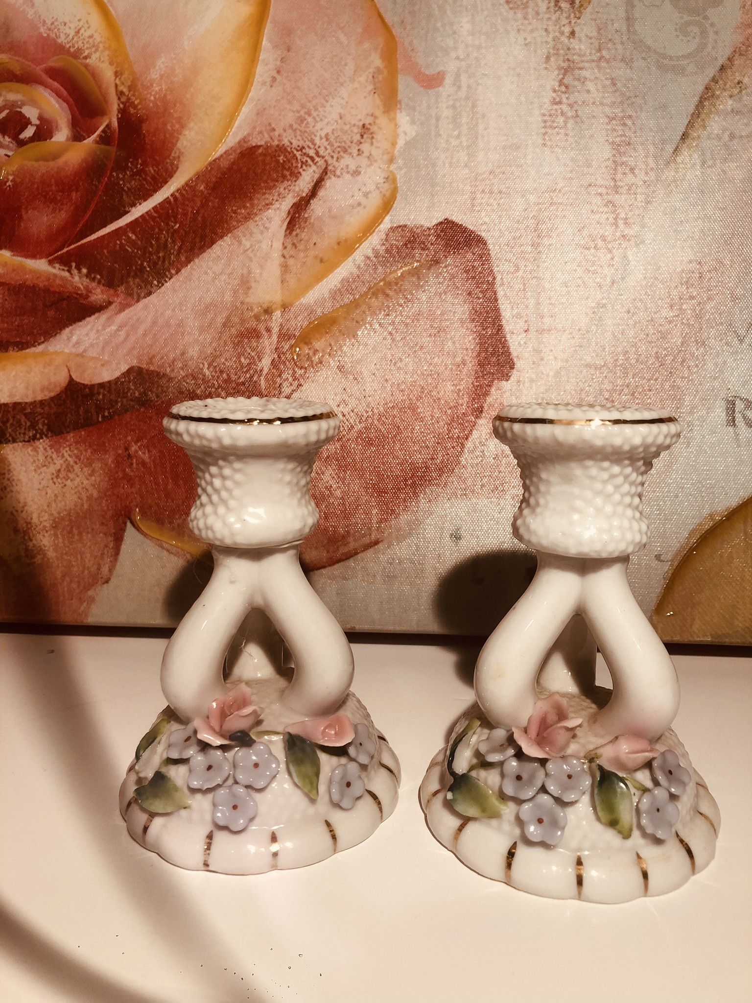 Antique floral Candle Sticks