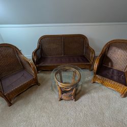 Vintage Indoor Wicker 4 Piece Set Boca Rattan