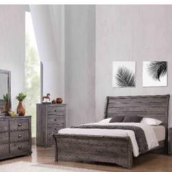 4- Pc Bedroom set Dresser,Mirror Nightstand (1) Queen size bed frame Not including Mattress and Box Sp